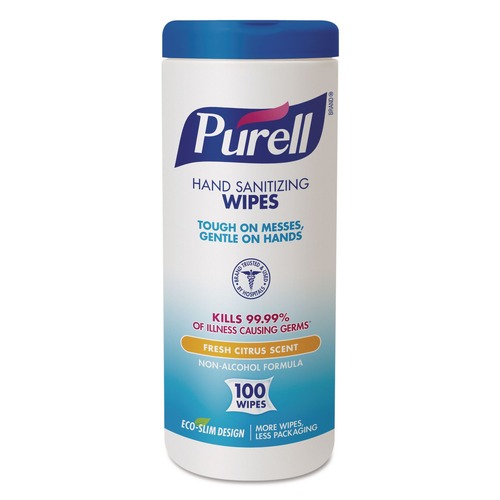  | PURELL 9111-12 5.78 in. x 7 in. Premoistened Hand Sanitizing Wipes - Fresh Citrus, White image number 0