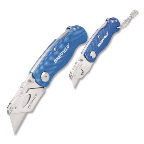 Knives | GreatNeck 12117 1 Standard 1 Mini Blade Folding Lock Back Utility Knife Set - Blue image number 0