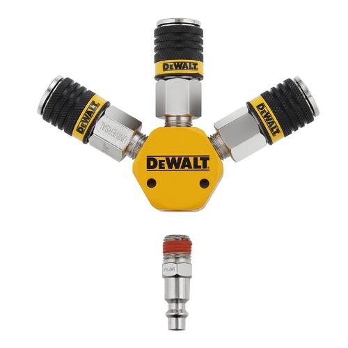 Air Chisels | Dewalt DXCM041-0119 3-Way Manifold with Plug and 3-Piece Coupler image number 0