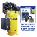 Stationary Air Compressors | EMAX ES10V080V1K Silent Air Industrial 10 HP 80 gal. 38 CFM 1-Phase Vertical Electric Air Compressor with EFKIT008AWBS Maintenance Kit image number 1