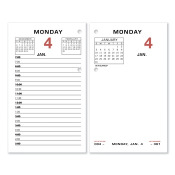 AT-A-GLANCE E017-50 12-Month: Jan 2026 to Dec 2026 3.5 in. x 6 in. 2-Color Desk Calendar Refill - White Sheets