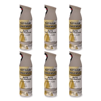 Rust-Oleum Universal Premium Spray Paint, Matte Greige, 12 oz Aerosol Can, 6/Carton - 376724