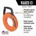 Wire & Conduit Tools | Klein Tools 56380 Multi-Groove 100 ft. Fiberglass Fish Tape with Spiral Steel Leader image number 5