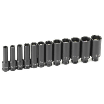 PRODUCTS | Grey Pneumatic 9712MDG 12-Piece 1/4 in. Drive 6-Point Magnetic Deep Impact Socket Set