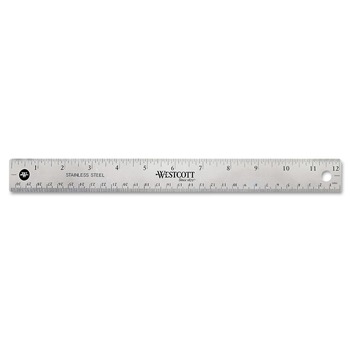 PRODUCTS | Westcott 12 in. Standard/Metric Stainless Steel Office Ruler With Non Slip Cork Base - 10415