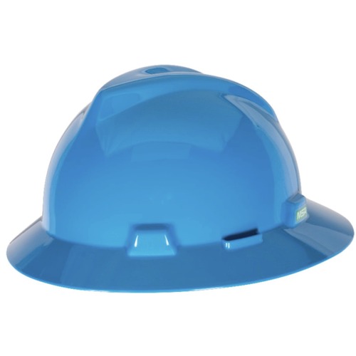  | MSA 454732 V-Gard Slotted Full-Brim Hat with Staz-On Suspension - Blue image number 0