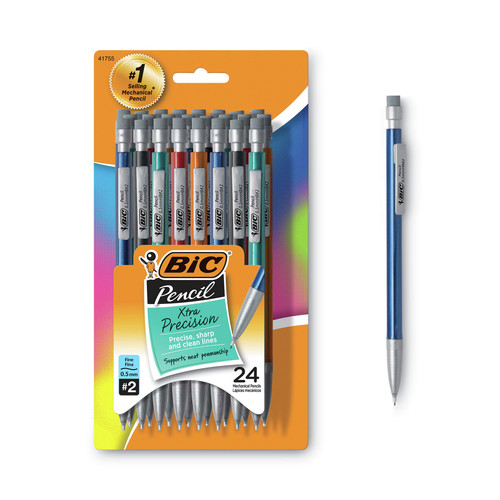 July Member-Exclusive Offer Save 10% off on One Item | BIC MPLMFP241 Xtra-Precision 0.5 millimeter HB (No. 2) Mechanical Pencil Value Pack - Black Lead/Assorted Barrel (24/Pack) image number 0