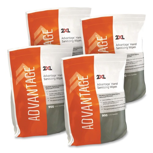  | 2XL TXL L36 Advantage 6 in. x 8 in. 1-Ply Gym Wipes - Unscented White (4/Carton) image number 0