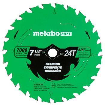 POWER TOOL ACCESSORIES | Metabo HPT 7-1/4 in. 24-Tooth Industrial PTFE Circular Saw Framing Blade - 115757M