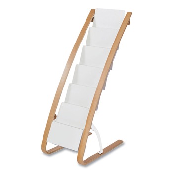 Alba 19.68 x 13.38 x 36.61 Literature Floor Display Rack - White/Woodgrain - DDEXPO6WBC