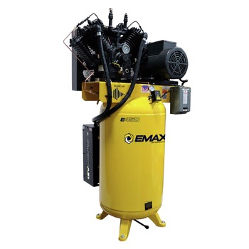 AIR TOOLS AND EQUIPMENT | EMAX 10 HP 80 Gallon 2-Stage 3-Phase Industrial V4 Pressure Lubricated Solid Cast Iron Pump 38 CFM @ 100 PSI Plus SILENT Air Compressor - ESP10V080V3