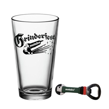 Metabo Grinderfest Pint Glass and Bottle Opener Set - US2208