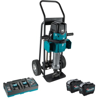 DEMO AND BREAKER HAMMERS | Makita 80V MAX (40V MAX X2) XGT Brushless Lithium-Ion 70 lbs. 1-1/8 in. Hex Cordless AWS Capable AVT Breaker Hammer Kit with 2 Batteries (8 Ah) - GMH04PLX