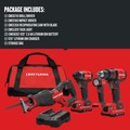 Clearance Center | Craftsman CMCK420D2 V20 Brushless Lithium-Ion Cordless 4-Tool Combo Kit with (2) 2 Ah Batteries image number 1