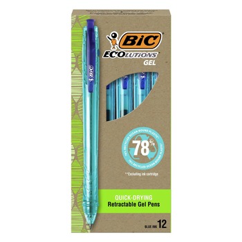 BIC Ecolutions 1 mm Medium Gel Pen - Blue Ink/Blue Barrel (1-Dozen) - RGLE11 BLU