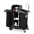Customer Appreciation Sale! Save up to $60 on Select Tools | Rubbermaid Commercial FG9T7800BLA High-Security 2-Shelf Housekeeping Cart - Black/Silver image number 4