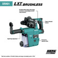 Clearance Center | Makita XRH01ZWX 18V LXT Brushless Lithium-Ion SDS-PLUS 1 in. Cordless Rotary Hammer with HEPA Dust Extractor Attachment (Tool Only) image number 3