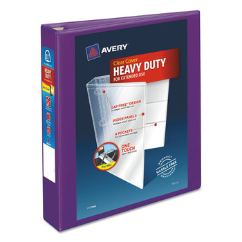 Avery 79774 3 One Touch EZD Rings 1.5 in. Capacity 11 in. x 8.5 in. Heavy-Duty View Binder with DuraHinge - Purple