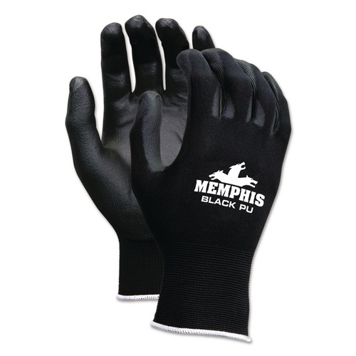Work Gloves | MCR Safety 9669S Economy PU Coated Work Gloves - Small/Black (1-Dozen) image number 0
