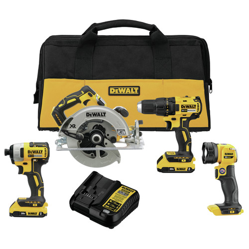 Combo Kits | Factory Reconditioned Dewalt DCK477D2R 20V MAX Brushless Lithium-Ion Cordless 4-Tool Combo Kit (2 Ah) image number 0