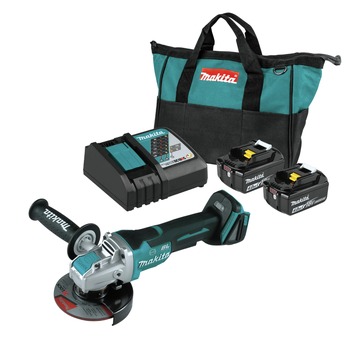 ANGLE GRINDERS | Makita 18V LXT Brushless X-LOCK Paddle Switch Lithium-Ion 4-1/2 in. / 5 in. Cordless Angle Grinder with 2 Batteries and Charger Starter Pack Bundle (4 Ah) - XAG26ZBL1840BDC2-BNDL