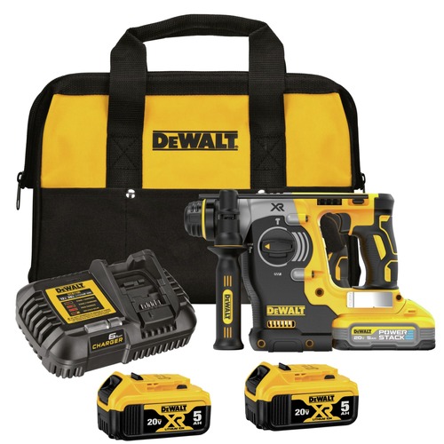 DeWALT Spring Savings! Save up to $100 off DeWALT power tools | Dewalt DCH273H1DCB205-2-BNDL 20V MAX XR Brushless SDS-Plus 1 in. Cordless Rotary Hammer Kit with POWERSTACK 5 Ah Battery and (2-Pack) 5 Ah Lithium-Ion Batteries Bundle image number 0