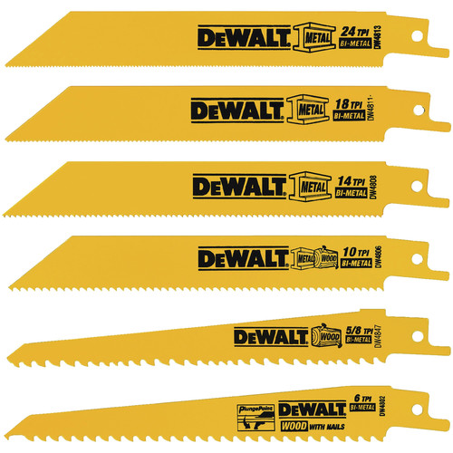 Dewalt DW4856 6-Piece Reciprocating Saw Blade Set image number 0