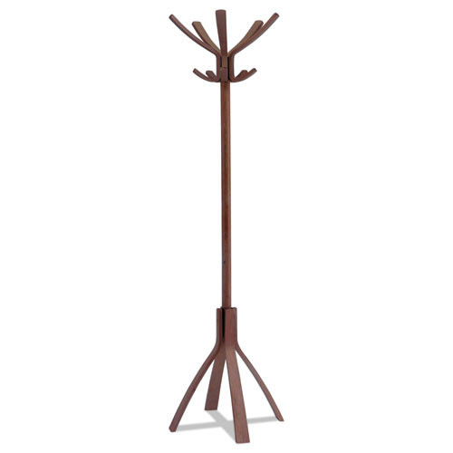  | Alba PMCAFE 21.67w x 21.67d x 69.33h Cafe Ten Peg/Five Hook Wood Coat Stand - Espresso Brown image number 0