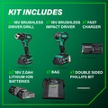 Combo Kits | Metabo HPT KC18DEXQBM 18V MultiVolt Brushless Lithium-Ion Cordless Drill Driver and Impact Driver Combo Kit with 2 Batteries (2 Ah) image number 2