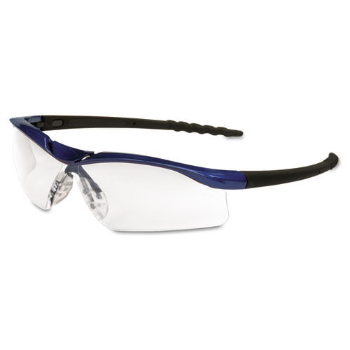 Work Gloves | MCR Safety DL310AF Dallas Wraparound Safety Glasses - Metallic Blue Frame/Clear Anti-Fog Lens image number 0