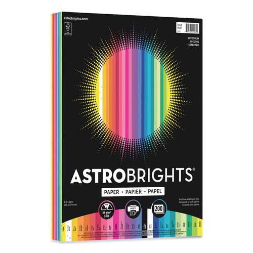 July Member-Exclusive Offer Save 10% off on One Item | Astrobrights 91397-01 8.5 in. x 11 in. 24 lbs. Bond Weight Color Paper - Assorted Spectrum Colors (200/Pack) image number 0