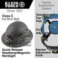 | Klein Tools 60347 Class C Vented Full Brim Hard Hat with Rechargeable Lamp - KARBN Pattern image number 1