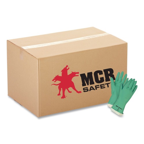 Disposable Gloves | MCR Safety 5319E Flock-Lined Nitrile Gloves - One Size Green (1-Dozen) image number 0