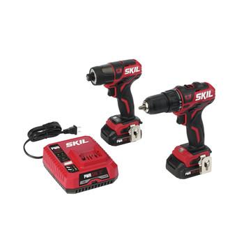 Skil 12V PWRCORE12 Brushless Lithium-Ion 1/2 in. Cordless Drill Driver and 1/4 in. Hex Impact Driver Combo Kit with PWRJUMP Charger and 2 Batteries (2 Ah) - CB736701