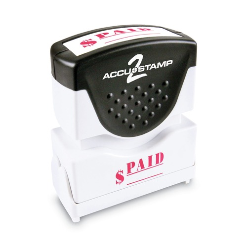  | ACCUSTAMP2 035578 1.63 in. x 0.5 in. PAID Pre-Inked Shutter Stamp - Red image number 0