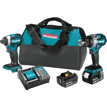 COMBO KITS | Makita 18V LXT Brushless Lithium-Ion 1/2 in. Cordless Hammer Drill Driver and 3-Speed Impact Driver Combo Kit with 2 Batteries (5 Ah) - XT296ST