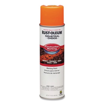 Rust-Oleum Industrial Choice 17 oz. Aerosol Can Water-Based Construction Marking Paint - Gloss Fluorescent Orange (12/Carton) - 264697