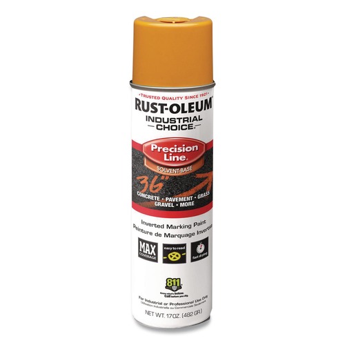 Paint | Rust-Oleum 203024V Industrial Choice M1600 System 17 oz. Aerosol Can Solvent-Based Precision Line Marking Paint - Flat Yellow (12/Carton) image number 0
