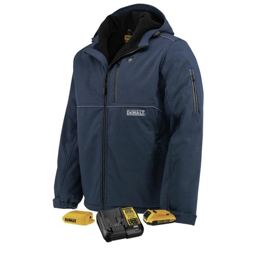 Heated Jackets | Dewalt DCHJ101D1-S Men's Heated Soft Shell Jacket with Sherpa Lining Kitted - Small, Navy image number 0