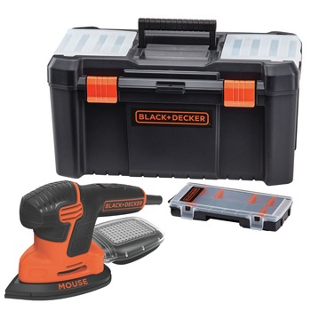 DRYWALL TOOLS | Black & Decker MOUSE 1.2 Amp Electric Corded Detail Sander with Beyond By BLACKplusDECKER 16 in. Tool Box and Organizer Bundle - BDST60096AEVBDEMS600-BNDL
