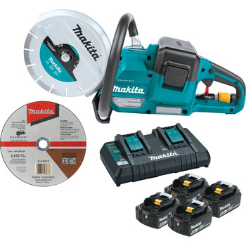 CONCRETE TOOLS | Makita 18V X2 (36V) LXT Brushless Lithium-Ion 9 in. Cordless Power Cutter with AFT Electric Brake Kit with 4 Batteries (5 Ah) - XEC01PT1