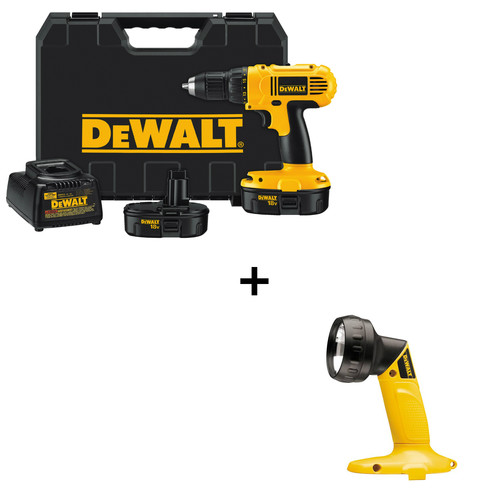 Combo Kits | Dewalt DC759KA & DW908 18V Cordless 1/2 in. Compact Drill Driver Kit with Pivoting Head Flashlight image number 0