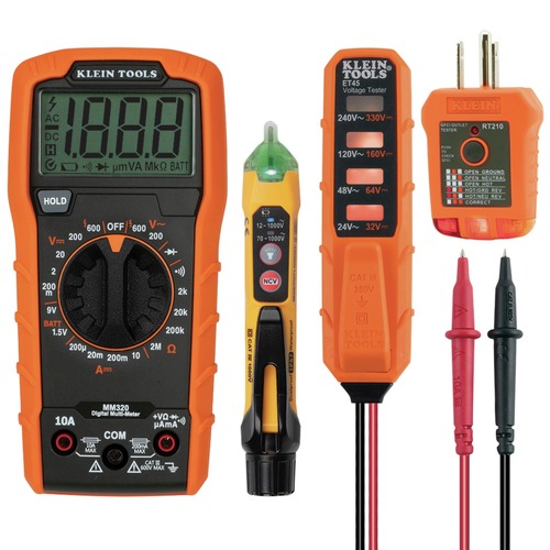 Multimeters | Klein Tools MM320KIT Digital Multimeter Electrical Test Kit image number 0