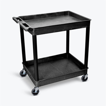 TOOL CARTS | Luxor 400 lbs. Capacity 2 Shelf Plastic Utility Cart - Black - TC11
