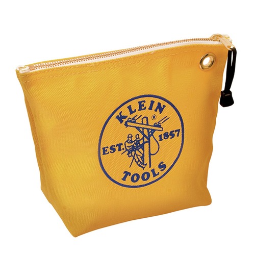 Cases and Bags | Klein Tools 5539YEL 10 in. x 3.5 in. x 8 in. Canvas Zipper Consumables Tool Pouch - Yellow image number 0
