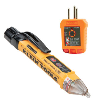 ELECTRICAL TESTERS | Klein Tools Dual Range Cordless Non-Contact Voltage Tester Kit and GFCI Receptacle with 2 Batteries - NCVT5KIT
