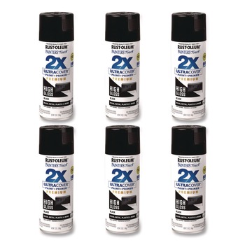 AUTO CARE AND DETAILING | Rust-Oleum Painter's Touch 2X Ultra Cover Spray Paint, High Gloss Black, 12 oz Aerosol Can, 6/Carton - 331172