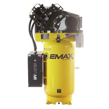 EMAX ESP10V080V3 10 HP 80 Gallon 2-Stage 3-Phase Industrial V4 Pressure Lubricated Solid Cast Iron Pump 38 CFM @ 100 PSI Plus SILENT Air Compressor