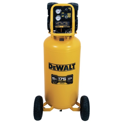 Save 10% off one item | Dewalt DXCMSAC260 2 HP 26 Gallon 175 Max PSI 4 SCFM @ 90 PSI Oil-Free Electric Portable Vertical ULTRA QUIET Air Compressor image number 0