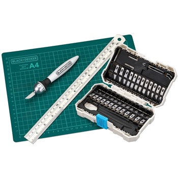 HAND TOOLS | Black & Decker Craft Hobby Knife Kit with 26 Assorted Blades and Cutting Mat - BDHT14001